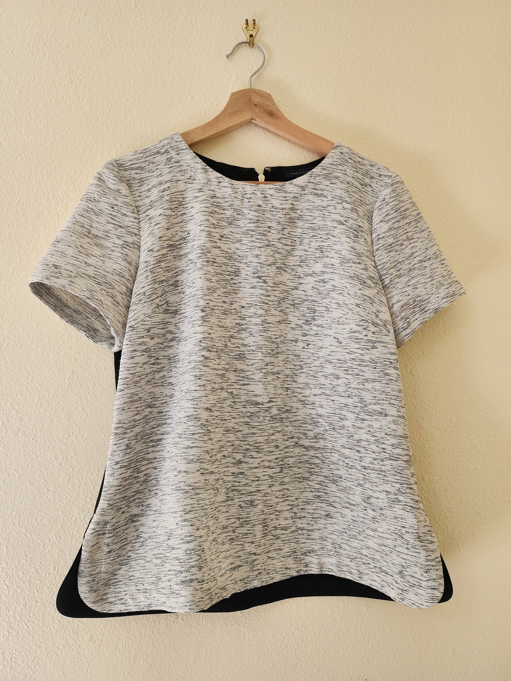 Tommy Hilfiger Tweed Textured Short Sleeve Top with Black Back